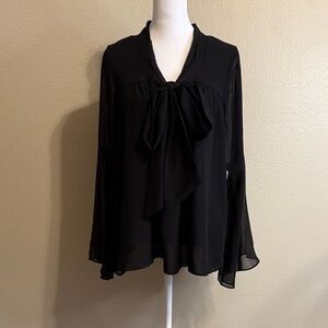 PJK Patterson J. Kincaid Black Blouse with Bow Detail